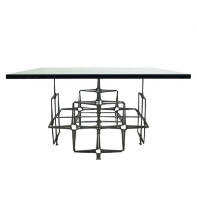 Tri-Mark Studio Brutalist Coffee Table Steel Masonry Nails, Paul Evans Style-image