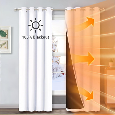 NICETOWN 100% Blackout Window Curtain Panels, Cold and Full Light Blocking Drape-image