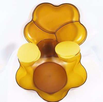 NEW Tupperware Amber  Dip Chip Bowl 5.6L 1.5 gal Large Flower Shaped  RARE-image