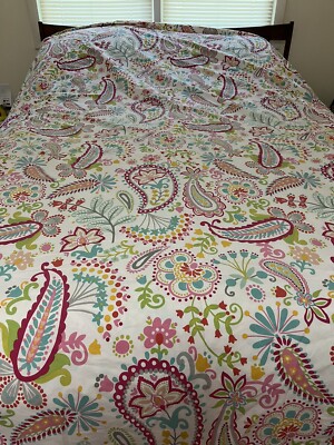 Pottery Barn  Floral Queen/Full Duvet Cover Watercolor Flower Garden-image