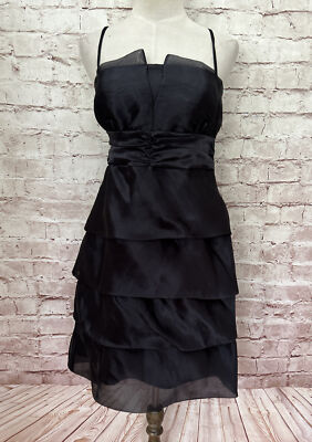 I.N. Studio Womens Black Taffeta Cocktail Formal Sleeveless Sheath Dress Size 10-image
