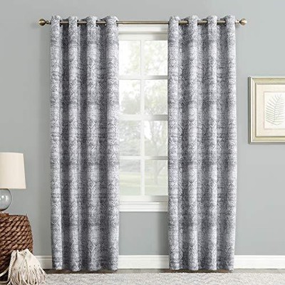 51948 Darren Distressed Woven Jacquard Blackout Grommet Curtain Panel 50