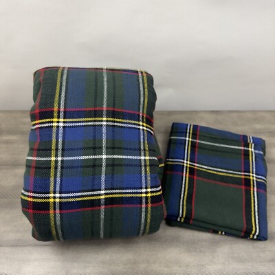 Pottery Barn Stewart Plaid King/Cal. King Duvet+(1) King Sham Green Spot Read-image