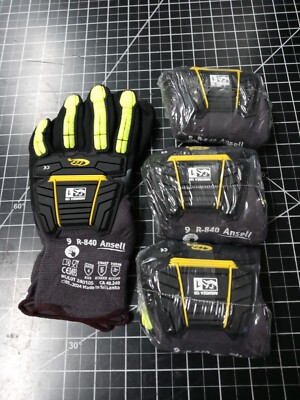 Ansell Ringers® Nitrile Half-Dipped Anti-Impact Gloves R-840 Size 9 L  Lot of 4-image
