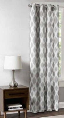 Madison Park ~ Metallic Ogee Sheer  Window Panel with Blackout Lining ~ 1 Panel-image