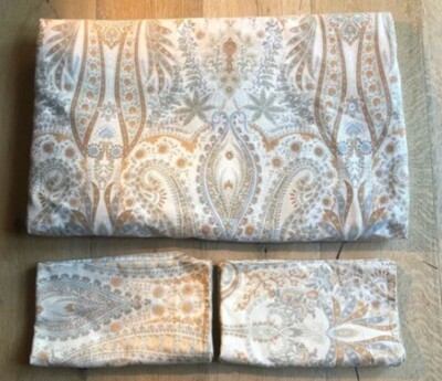 Pottery Barn Blythe Paisley Duvet Cover Beige Queen 2 Standard Shams 3p Rare🦩-image