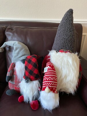 Set of 4 Pottery Barn Gnome Shaped Pillow Plush Christmas NEW Large Medium Small-image