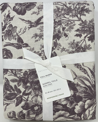 New Pottery Barn Sorrel Toile Full/Queen Duvet Cover ~Plum~-image