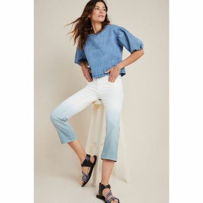 Anthropologie PILCRO Jeans DIP-DYED SLIM Ultra High Rise Jeans Ombre Blue 31 NWT-image