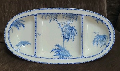 Pottery Barn SOPHIA 3-Part Oval Divided Server China Blue NEW CONDITION-image