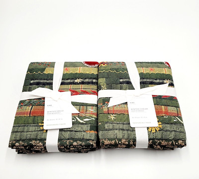 Pottery Barn Winter Dreams King Shams Handcrafted Reversable Set of 2 Christmas-image
