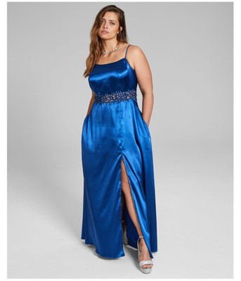 City Studio Womens Illusion Waist Applique Above-Knee Gown Dress-image