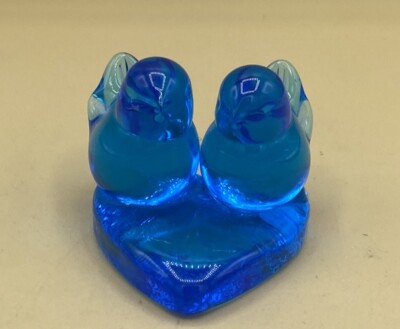 Double Blue Birds of Happiness Heart Shaped Figure, Signed & Dated Leo Ward 1989-image