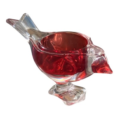 Studio Crystal Glass Red Bird Candle Holder-image
