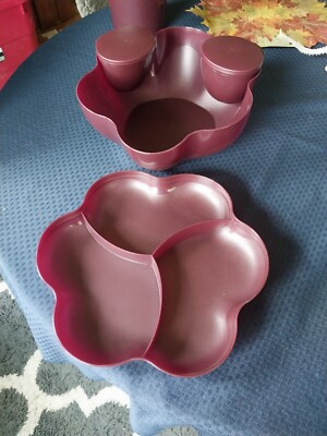 Tupperware Large Chip N' Dip Set in a Deep Plum Purple Glitter 6 pieces-image