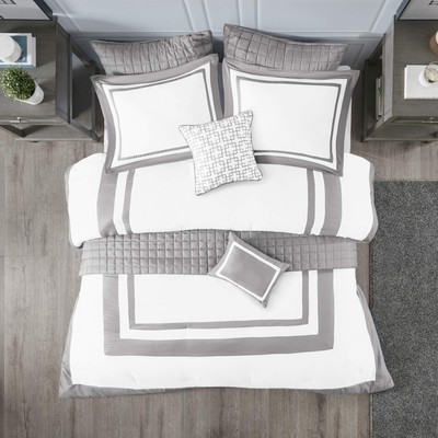Madison Park Comforter Quilt Combo Set - Modern Luxury Design, All Season Down A-image