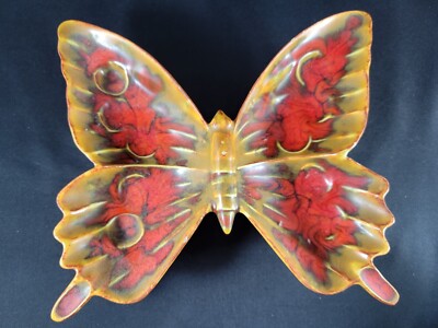 Red Butterfly Shaped Trinket Dish, California Originals Studio vtg boho mcm-image