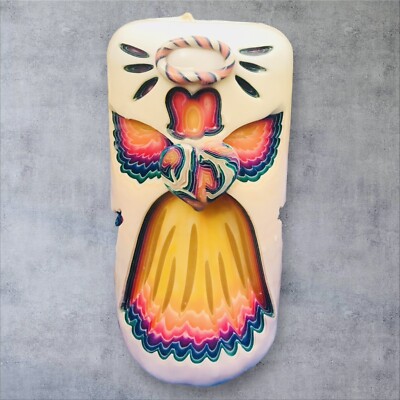 Holland House Hand Carved Rainbow Angel Cross Dipped Wax Candle 8” Wedding Love-image