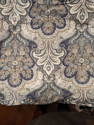 Pottery Barn Euro Sham Blue & Tan Floral print-image