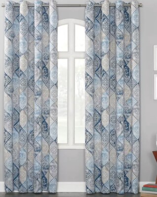 Sun Zero Reardon Distressed Global Tile Print 54 in x 63 in, Indigo Blue -image