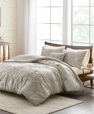 Madison Park Giselle 4-Pc. Tufted Seersucker Comforter Set - FULL / QUEEN - Grey-image