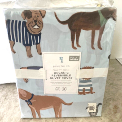 Pottery Barn Kids Salty Dog pirate puppy FULL QUEEN duvet cover nautical-image