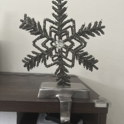 Pottery Barn Christmas Silver Beaded Star Stocking Holder-image