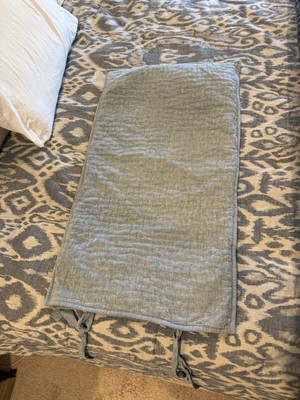 Two Pottery Barn Chambray Pick-stitch Handcrafted Cotton Linen Quilted King Sham-image