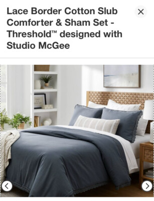 King Size comforter w/lace border - 3 Pieces - Gray - Threshold-image