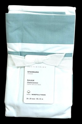 Pottery Barn Organic Percale Parker Standard Sham Sea Glass NWT-image
