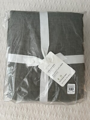 POTTERY BARN Belgian Flax Linen Duvet Cover ONLY Loden-King/Cal King-NWT-image