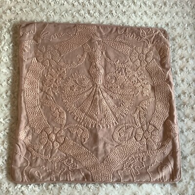 1 Pottery Barn 2019 light mauve nubby embroidered artsy pillow sham 20