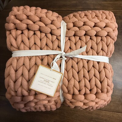 POTTERY BARN TEEN SUPER CHUNKY KNIT THROW BLANKET 45 X 55