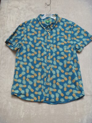 DIP Shirt Mens Size XXL Short Sleeve Turquoise Blue w/ Pineapples Hawaiian-image