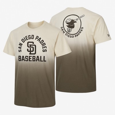 San Diego Padres Mens Large Tan Brown Dip Dye T-Shirt New Era Cooperstown 2023-image