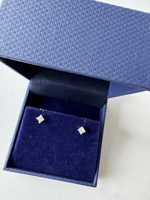 Princess Cut Diamond Stud Earrings In 14k White Gold .2500 Ctw-image