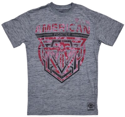 American Fighter Men's T-Shirt Dip Die Puff Print Robertson Tee in Heather Grey-image