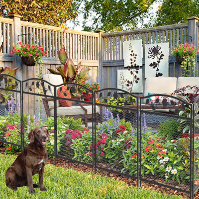 5pcs XXL-Large Garden Fence Anti-jumping Animal Barrier Steel Wire Border Edging-image
