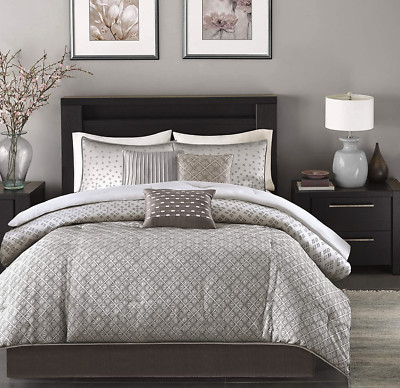 Madison Park Biloxi Jacquard Comforter Set-Modern Geometric Design All Season Do-image