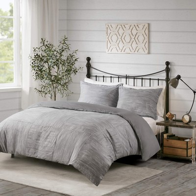 Madison Park Walter Duvet Set - Luxe Full/Queen (90 in x 90 in), Grey -image