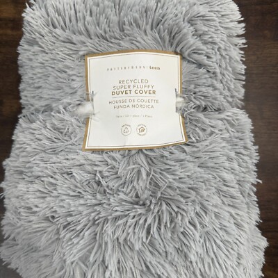 POTTERY BARN TEEN RECYCLED SUPER FLUFFY DUVET COVER, TWIN ~ GRAY-image