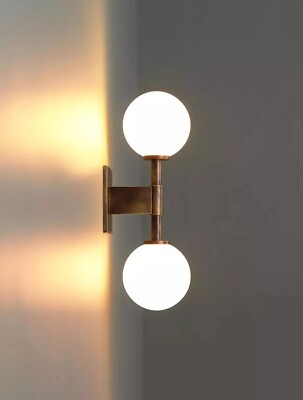 Double Light Globe Sputnik Brass Sconce Wall Lamp Beside Wall Living Decor Light-image