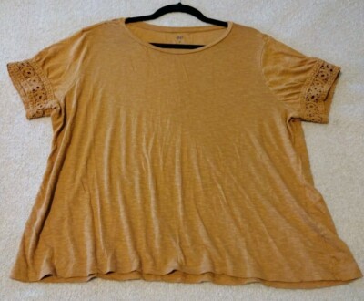 Dip XL Stetch Lightweight Women's Musard Yellow Basic Short Sleeve Tee-image