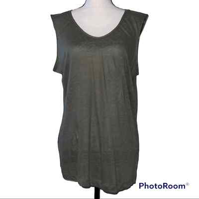 Dip large womens linen collection casual tank green v neck flowy soft sheer-image
