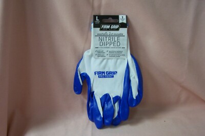 Firm Grip Nitrile Dipped Pro Paint Blue Washable and Reusable Gloves Size L NEW-image