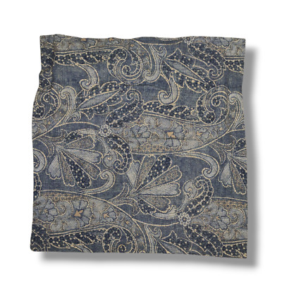 Pottery Barn Linen Cotton Blue Paisley Pillow Euro Sham Square-image