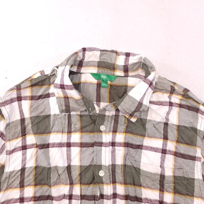 Dip Buffalo Check Flannel Casual Button Up Shirt Mens Size L Green White-image