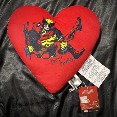 RARE Deadpool & Wolverine Heart Shaped Red Pillow 14” Marvel Studios-image