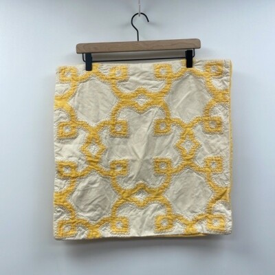 Pottery Barn Embroidered Velvet Geometric Pillow Sham Boho Decor Yellow 20