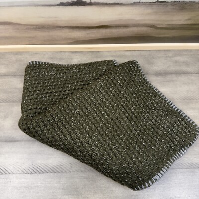 Pottery Barn Thermal Sherpa Back Knit Pillow Cover 24”x24” Green Ivory NWOT-image